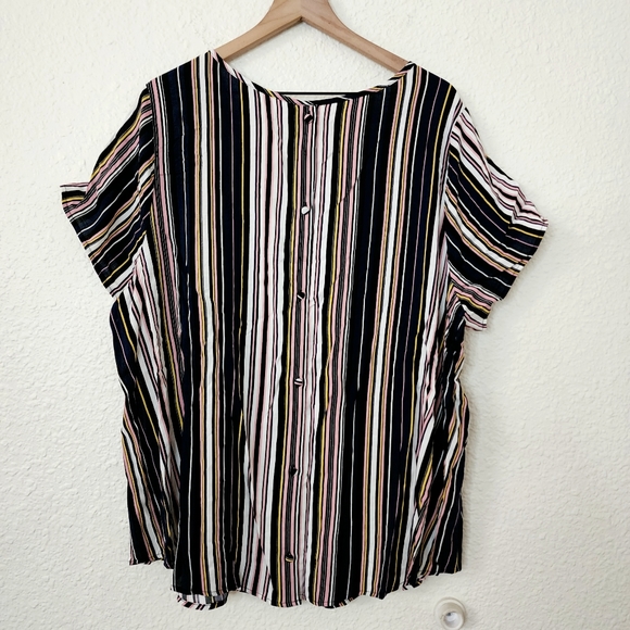 Torrid Abbey Rayon Slub Stripe Back Top Women's Plus Size 1X Multicolored Stripe - Picture 5 of 7